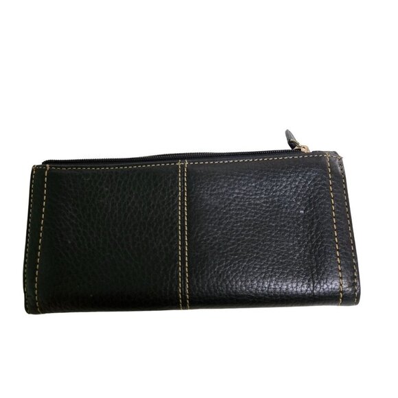 Fossil Trifold Black Genuine Leather Wallet With Snap Closure Card Slots - Picture 2 of 5